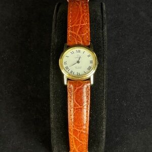 Vintage Omega Women's 10K Gold Filled Case Watch with Brown Leather Strap